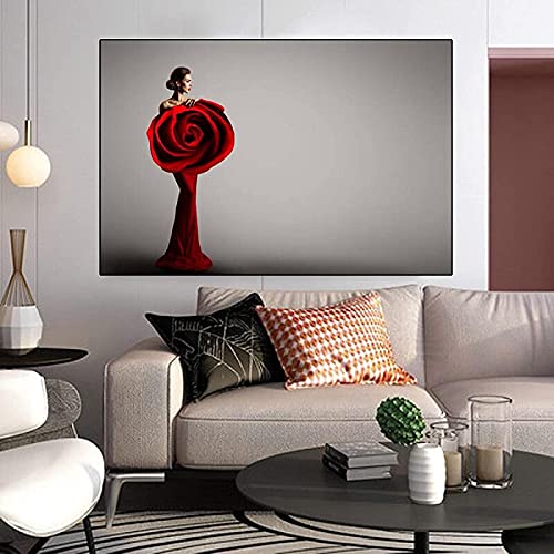 Kunstwerk Schilderij 15,7 x 23,6 inch (40 x 60 cm) geen frame Creatieve Rose Bloem Canvas Schilderij Karakter Kunst Muur… - Image 6