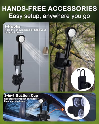 Kit de ducha portátil integrada para camping con cubo plegable de 20L y batería 13000mAh miniatura 6