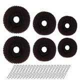 Donut-Haarknotenformer, 6-teilig, Teenitor-Ring-Stil, mit Haarknotenmachern (2 große, 2 mittelgroße und 2 kleine), 20 Haarnadeln, Dunkelbraun