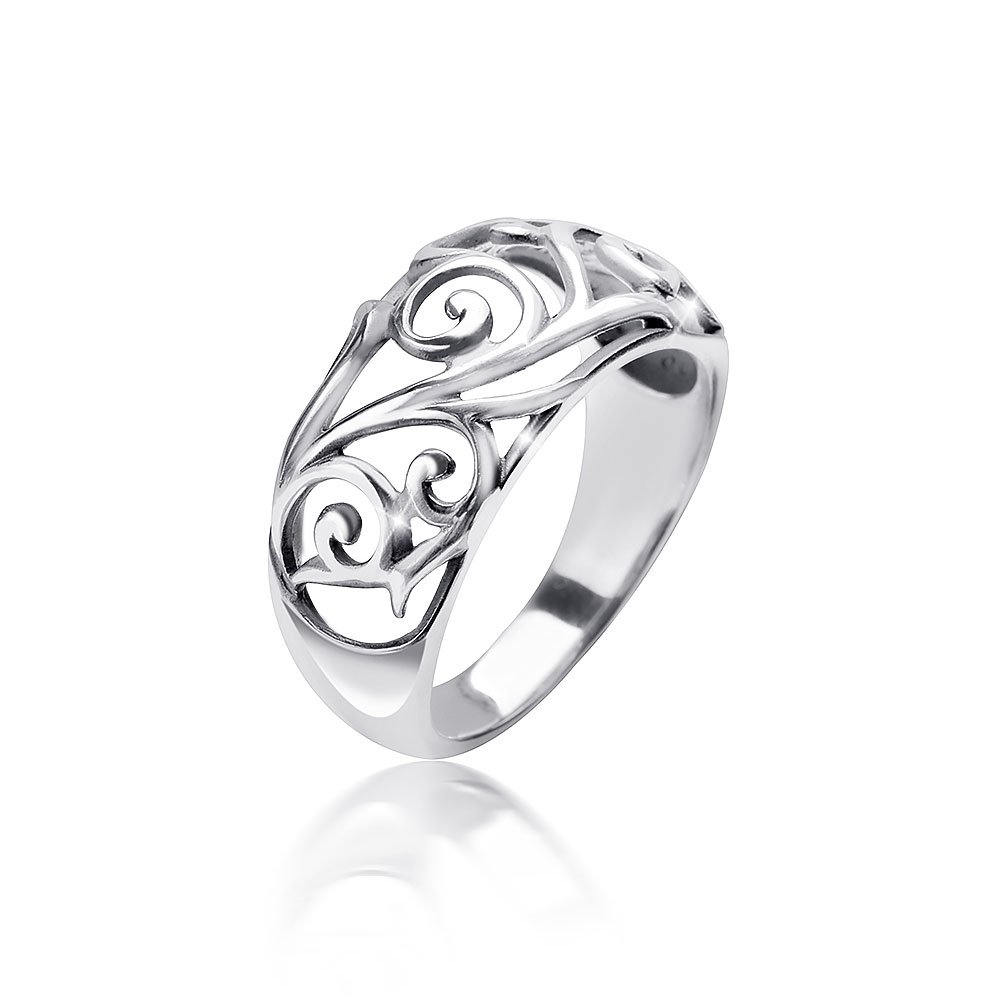 MATERIA Damen Ring floral 925 Sterling Silber antik breit massiv 4,7g #SR-107