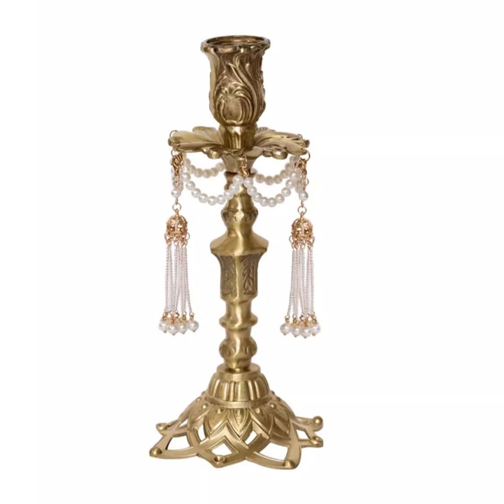 Eines B Candlestick Holders Vintage Rass Carved Candlestick Ornaments Home Porch Decoration Candle Holder Candlesticks Holders For Home Decor(B)
