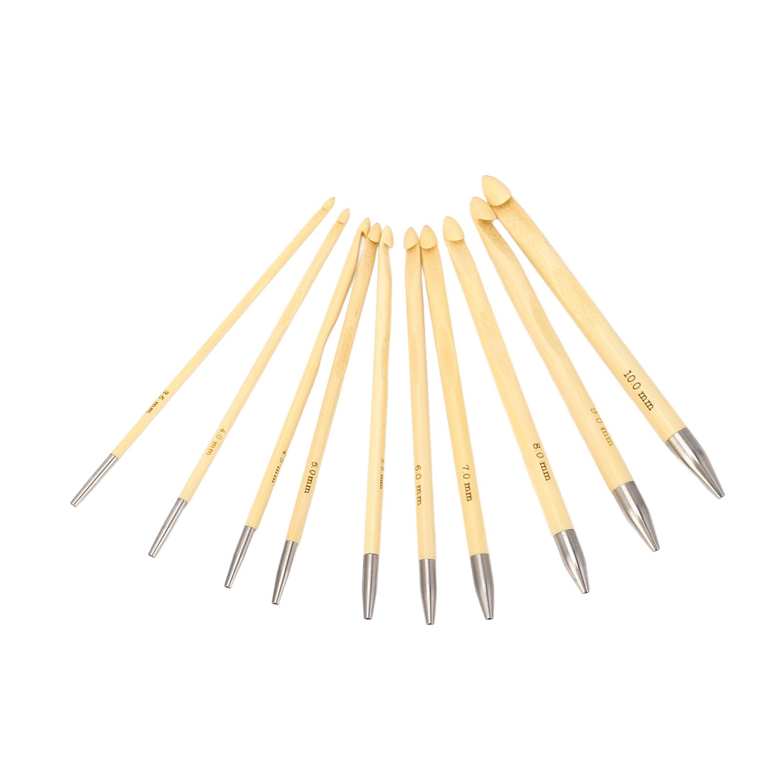 Set di 10 uncinetti con fili a anello rimovibili, ferri da maglia in bambù per gli amanti dell’artigianato, incluso sacchetto di conservazione e adattatori per progetti di