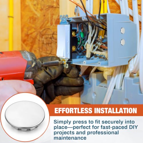 Image of Hicarer 30 Pack Fit 7 /8 inch Hole Metal Plugs, for 1 /2 inch Electrical Knockouts | Nickel-plated Steel Snap-in Cover, No Welding Required for Electrical Boxes, Sinks, Furniture, Automotive, Cabinets&panels