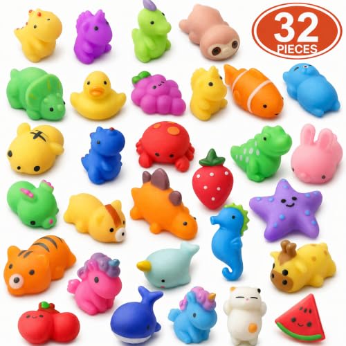 Image of nobasco Squishies, 32 Pack Mochi Squishy Toys - Kawaii Cat Squishys Slow Rising Animals - Party Favors, Goodie Bag, Birthday Gifts, Mini Squishies Stress Reliever Toy