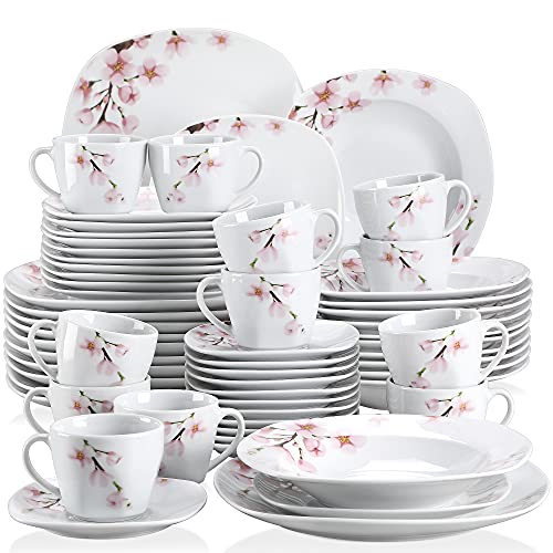 VEWEET ANNIE 60pcs Service de Table Porcelaine 12pcs Assiette Plate/Assiette à Dessert/Assiette...