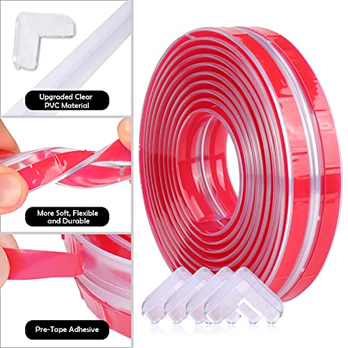 Image of Mity rain Baby Proofing Edge Protector with 4PCS Corner Guards, Clear Pre-Tape Adhesive Baby Proof Corners and Edges, Corner Protector for Desk Tables Cabinets Furniture Bumpers (6.6ft)