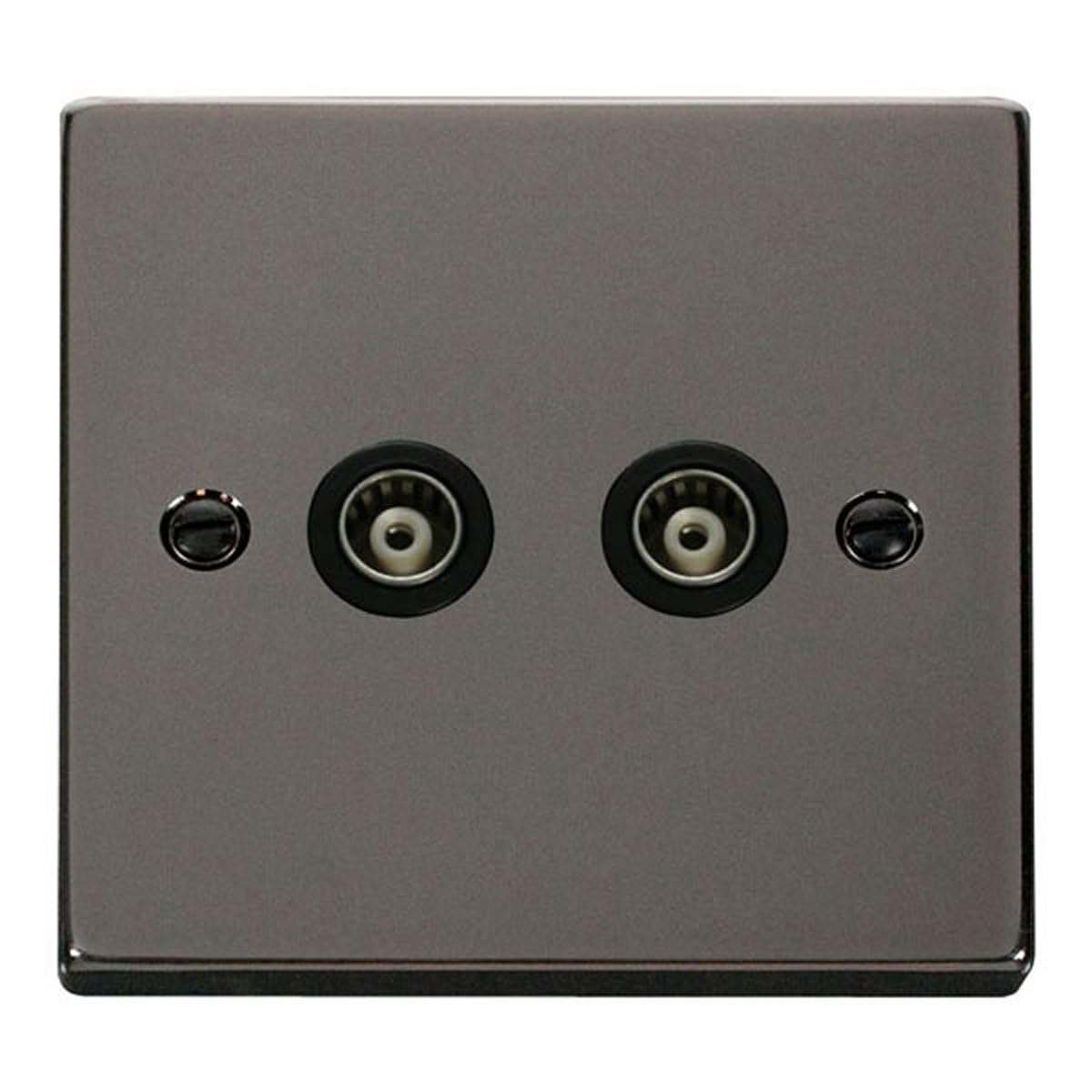 Click Black Nickel Twin Isolated Coaxial Socket
