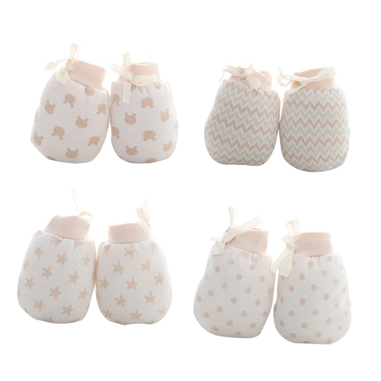 Ipetboom 4 Pairs Newborn Baby Gloves Anti-scratch Elastic Cuff Handmade Soft Breathable Warm Winter