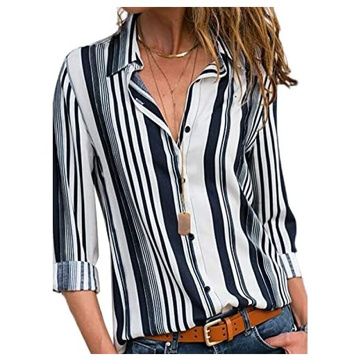 Astylish Women Casual Cuffed Long Sleeve Button up V Neck Tunic Shirts Tops Large Size 12 14 White