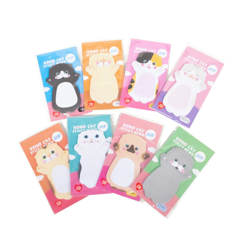 Amazon.co.jp: ねこふせん 8色セット 猫 付箋 かわいい メモ用紙 学校 