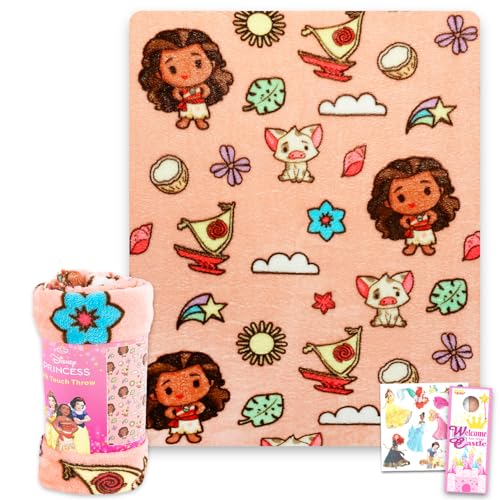 Disney Moana Fleece Blanket Set - Bundle with Soft Toddler Throw Plus Tattoos More for Kids Boys Girls Toddlers Moana Blanket 40 x 50