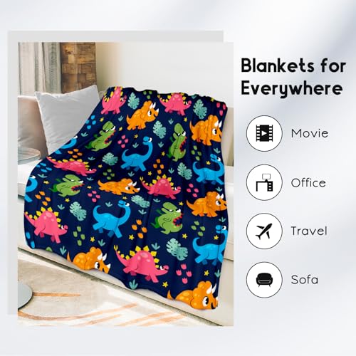 Dinosaur Blanket for Boys - Colorful Soft Fuzzy Throw Gifts - 30x40 Inches Cute Blankets for Couch & Office