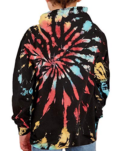 Image of GAMISOTE Unisex Kids Tie Dye Sweatshirt Boys Girls Hooded Kangaroo Pocket Pullover Hoodies