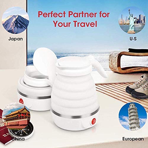 Image of Travel Foldable Electric Kettle - Dual Voltage - Food Grade Silicone, Collapses for Easy & Convenient Storage, Boil Dry Protection