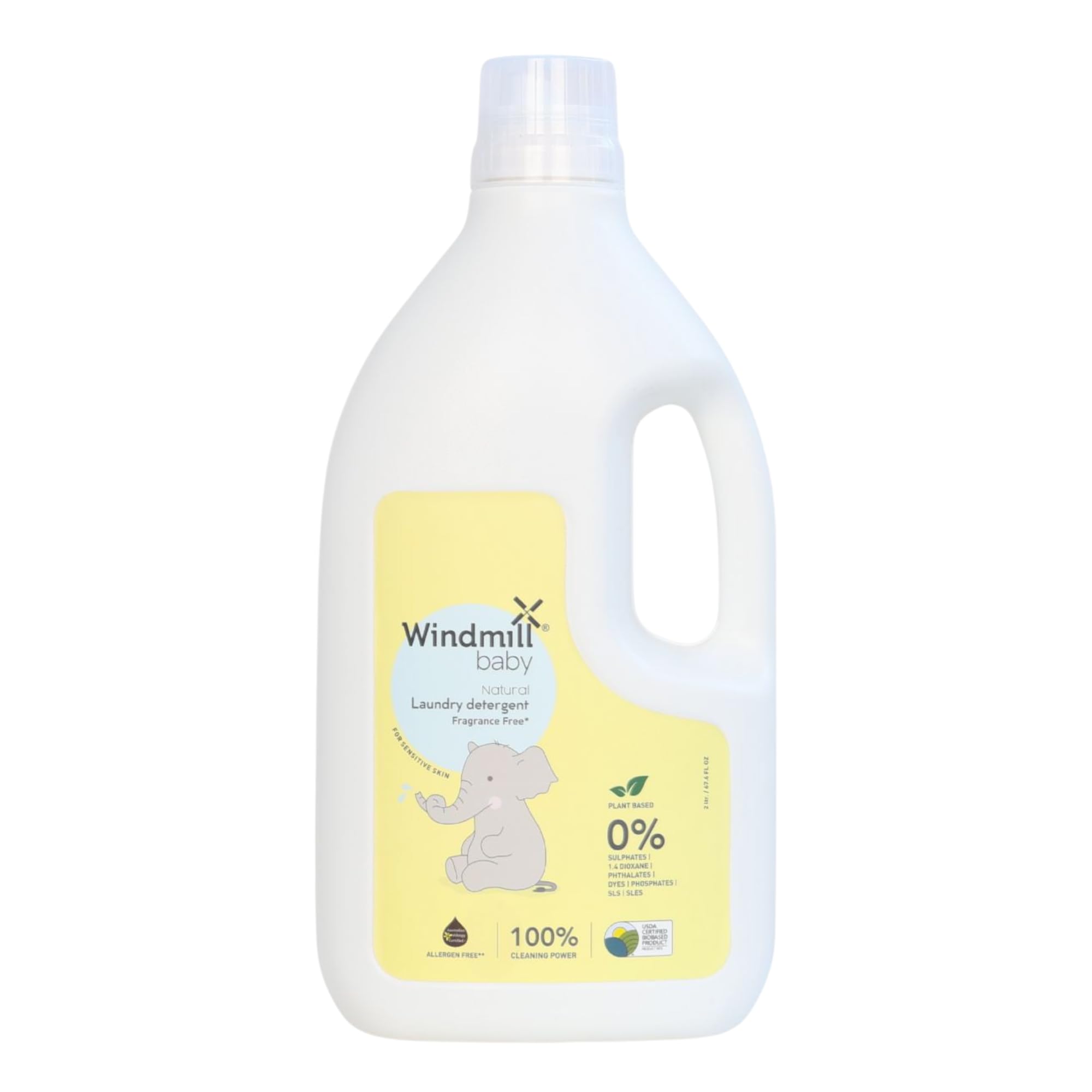 Windmill baby Natural Fragrance Free Laundry Detergent Liquid, USDA Certified, Allergen Free, Plant Based with Bio-Enzymes - 2000 ml-picture-19