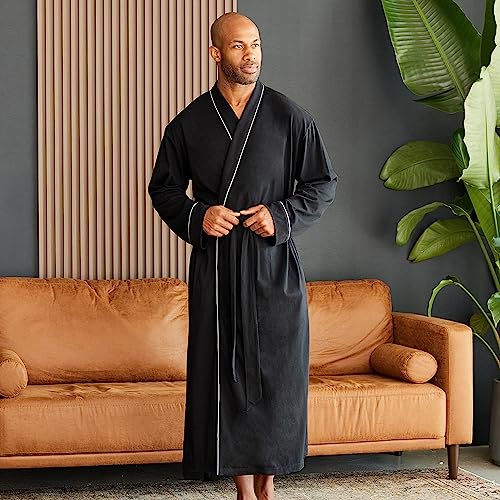 Alexander Del Rossa Mens Robe, Mens Bathrobe with Pockets, Soft Lightweight Cotton Robe for Men4