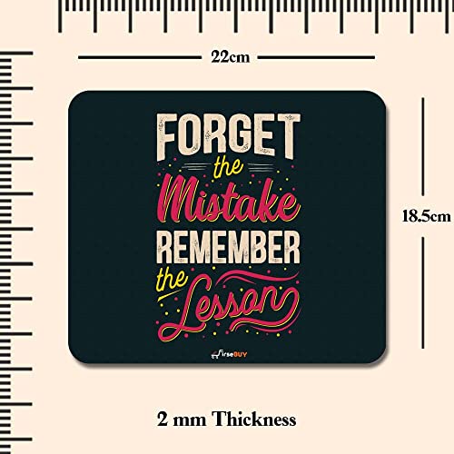 Image of Rectangle Mouse Pad, Anti Slip Rubber Forget the Mistake Remember the Lessons Mousepads Desktops Gaming Mouse Mat Customized Designed for Home and Office, 8.6 X 7.08 Inches