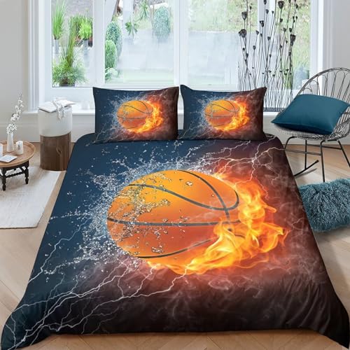 Housse couette basket 3D microfibre sans pli parure lit 220x240