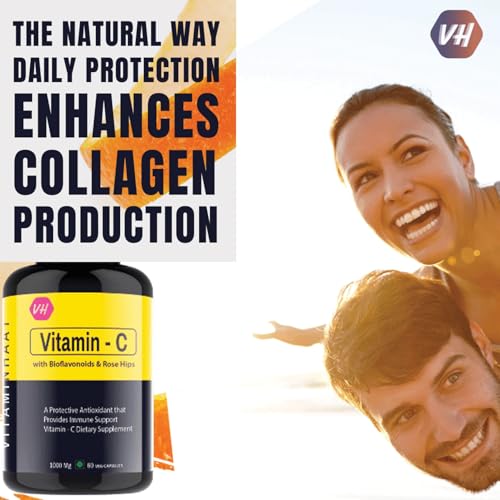Image of Vitamin C Capsules for Immunity & Antioxidant Support by VitaminHaat (Vitamin C with Bioflavonoids-60 Caps)