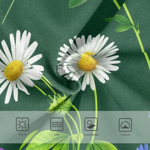 Cotton Girls Underwear Toddler Green Floral Wildflowers Daisies Panties for Girl Personalized Underpants Briefs 2t3