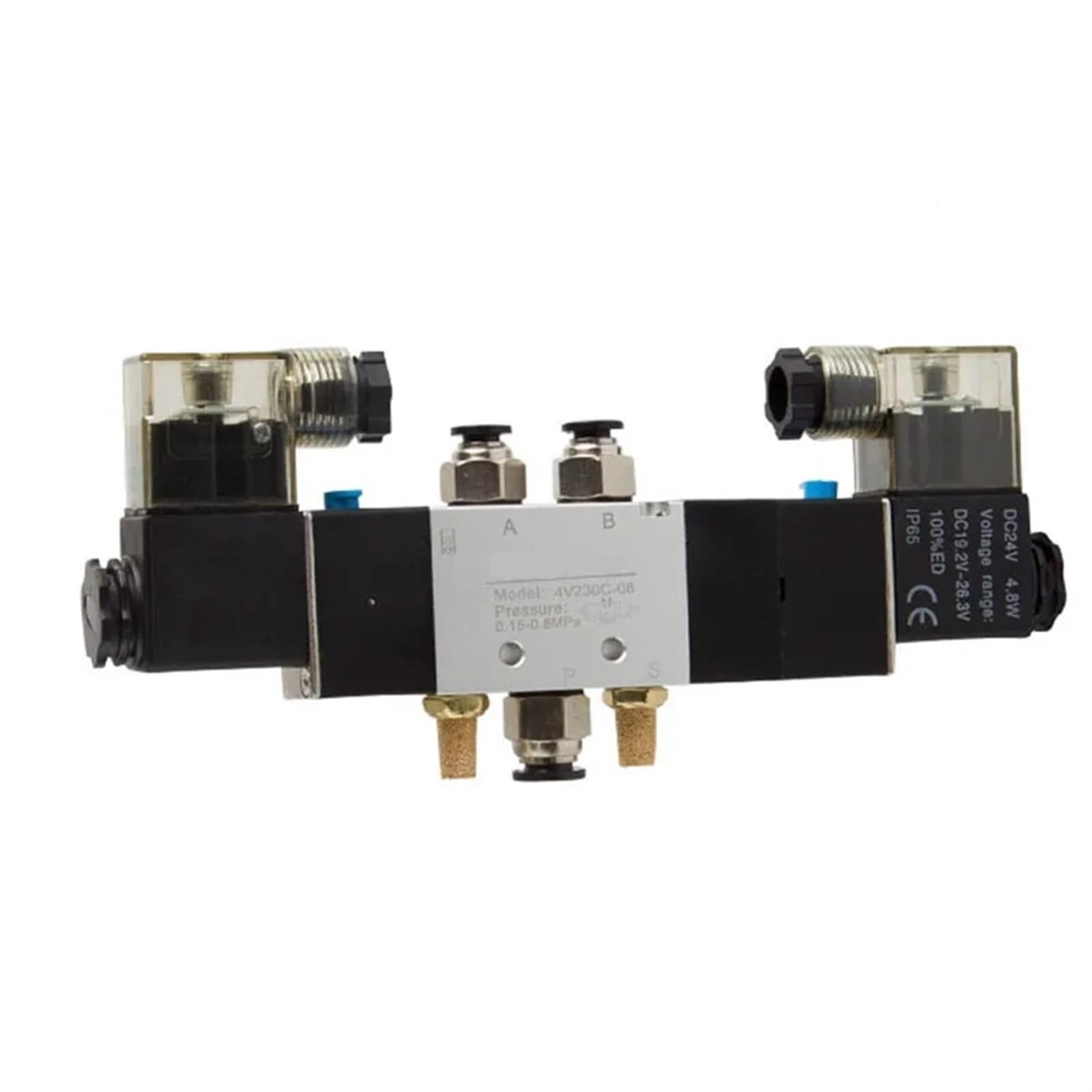 Pneumatic 5 Way Center Close Air Block Manifold PlateAC220V DC24V(4v330p-10 Ac220v,with 4mm)