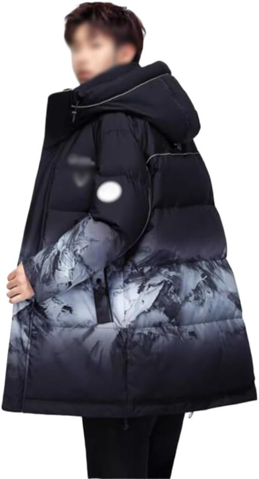 VIDI Winter Wear Warm Trend Gradient Coat Down Jacket Male Long Hoodie Fashion