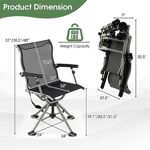 Image of Tangkula 360 Degree Swivel Hunting Chair with 4 Adjustable Aluminum Legs
