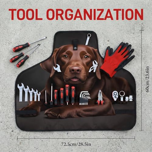 Delantal de trabajo Labrador marrón con ajuste y bolsillos miniatura 2