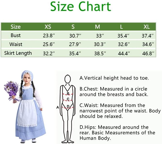 Miniatura 6 de JMXITI Vestidos de pradera para niñas, vestido de sirvienta de cosplay, disfraz de pionera para niña, disfraces de Halloween