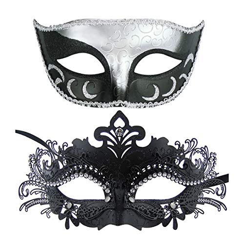 Image of Coddsmz Couple Masquerade Mask Set - Venetian & Mardi Gras Mask for Women & Men
