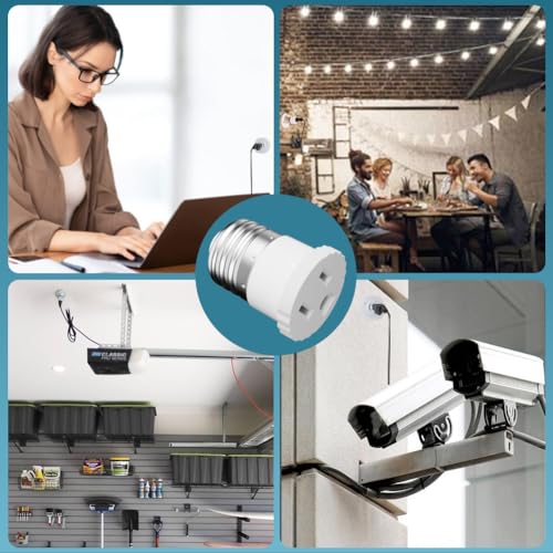 2 pack light socket to plug adapter convert light bulb socket to outlet adapter white