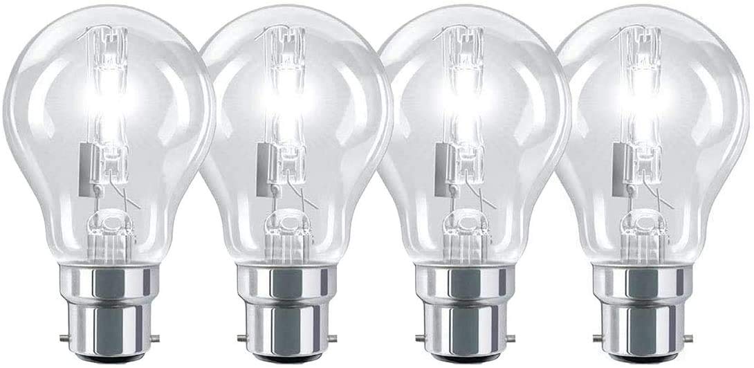 Lightsave Pack of 4-28W Eco Classic Energy Saving Halogen GLS BC/B22 Bayonet Cap Traditional Bulb