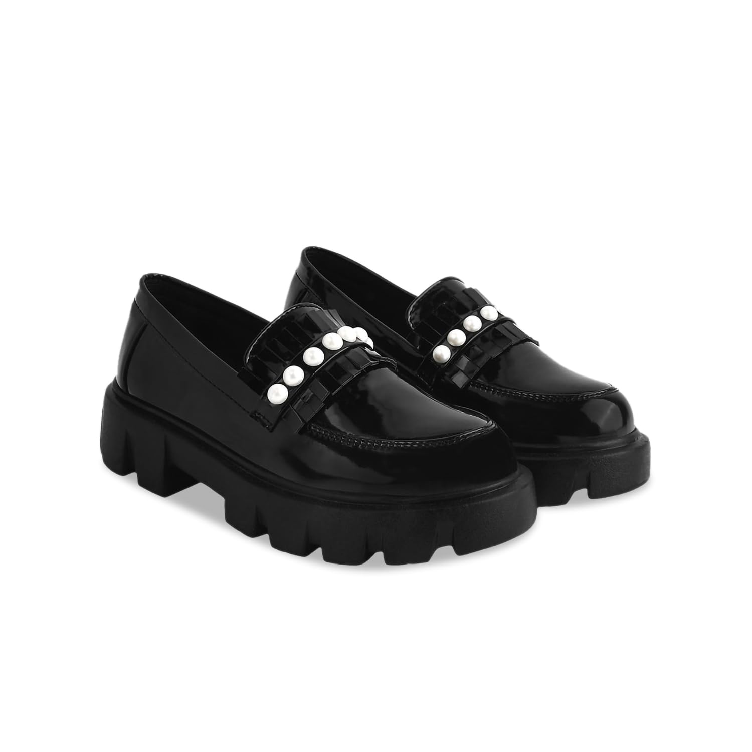 franino paris Upper Beads Detailed Loafers for Women & Girls Black-picture-38