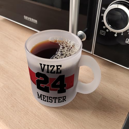 Stuttgart Brustring Glas Tasse mit Spruch Vizemeister 2024 Fußball Meisterschafts-Glas Tasse Schwaben Vizegart Liga Überraschung International