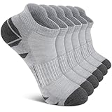 Uporee ローカット アスレチック アンクルソックス - クッション性、ソフト&通気性、まめ防止タブ、メンズ&レディース 6足, 3ストライプグレー, X-Large