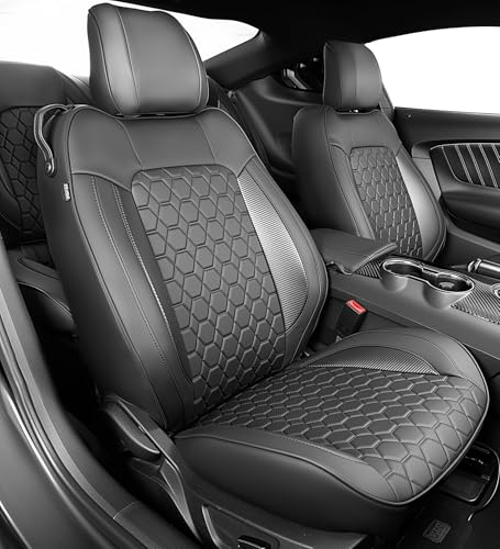 Image of Custom Leather Car Seat Covers for Ford Mustang 2015-2023 Coupe,Black