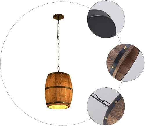 Miniatura 4 de 1 juego de lámpara de barril en forma de lámpara colgante de cabina lámpara colgante rústica de madera decoración de país francés lámpara colgante