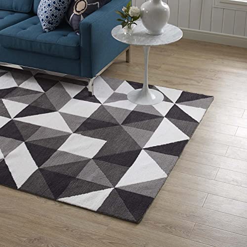 Modway Kahula Geometric Triangle Mosaic 8X10 Area Rug In Black, Gray And White #TOP2