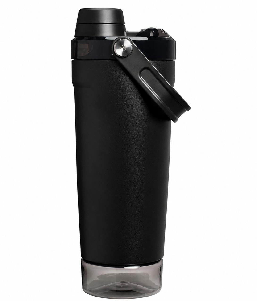 ZEEBO Stainless Steel Shaker Bottle 600ml Protein Mixer Bottle with Secure Lock Lid, Storage Compartment & Non-Slip Grip for Gym & Travel (Black)-image-47