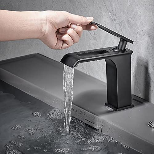 Robinet cascade de salle de bain noir mitigeur de lavabo eau chaude froide