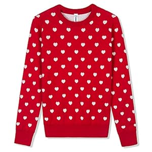 BOBOYOYO Girls Sweaters 100% Cotton Kids Valentine Sweater Toddler Heart Sweater Teen Winter Pullover Clothes Top Knit…