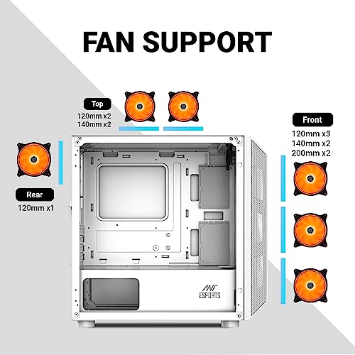 Image of Ant Esports 200 Air Mini M-ATX Computer Case /Gaming Cabinet - White | Support M-ATX, ITX | Pre-Installed 2 x 200 mm ARGB Front Fans