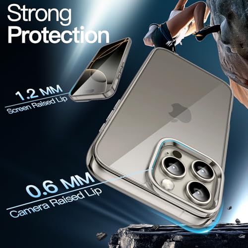 Image of JETech Cover Case for iPhone 16 Pro 6.3-Inch, Non-Yellowing Shockproof Phone Bumper Cover, Anti-Scratch Clear Back (Natural Titanium)