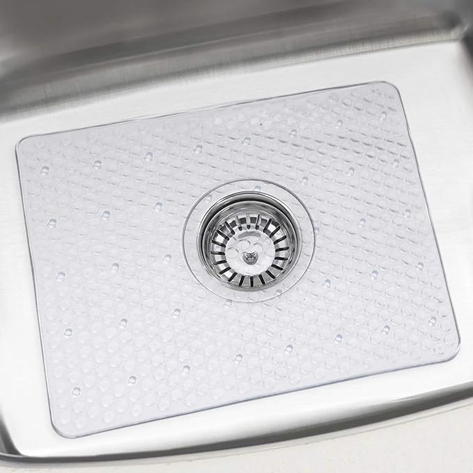 Anti Slip Smart Wash Kitchen Basin Protector Clear Water-Shaped PVC Plastic Eco-Friendly Adjustable Sink Mat 1 Pcs