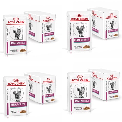 Royal Canin Veterinary Renal Fish | 4er Pack | 4 x 12 x 85 g | Diät-Alleinfuttermittel für ausgewachsene Katzen | Zur Unterstützung bei Nierenproblemen | Im Frischebeutel