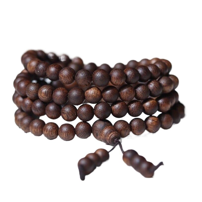 Perles de Bouddha en Bois d'Agar Cambodgien - Chapelet 108 Pièces 6mm pour Méditation Zen