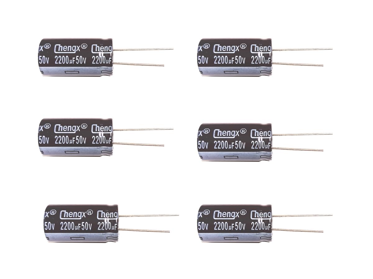 2200uF 50V 16X30mm +/-20% -40 to +105°C 6 PCS Aluminum Electrolytic Capacitors,2200 MFD,