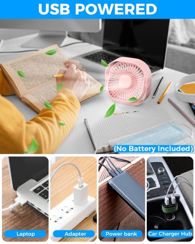 Image of Small USB Desk Fan, 3 Speeds Portable Table Fan, 360Rotatable Personal Min Fan, Small Cooling Fan by USB Plug In, 4 inch Silent Desktop Fan for Home Office Bedroom Dorm Car Indoor Outdoor Summer Gift