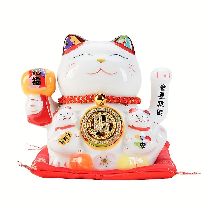 Estatua de Gato de la Suerte Maneki Neko 5 Pulgadas Multicolor