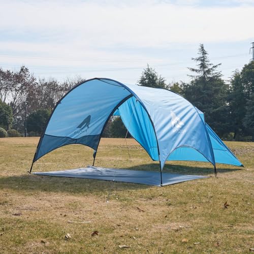 Beach Tent - Beach Shade Canopy Compact Fold (16.9x3.9″), Own Patent, 360° Ventilation, Large Side Storage Pocket, UV Protection Portable Sun Shelter for Beach (Blue, 90.5*59*53″ with 74.8*74.8″ sail) - Image 6